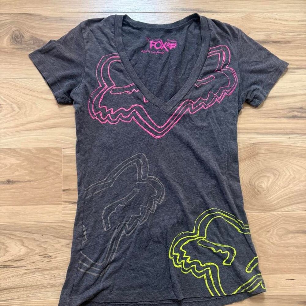 Y2K 00s Fox Racing AOP graphic print grunge streetwear women’s size medium